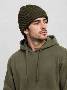 Bonnet en tricot vert personnalisé de qualité supérieure, à revers, couleur unie, chaud pour l'hiver, unisexe - Product Image 3
