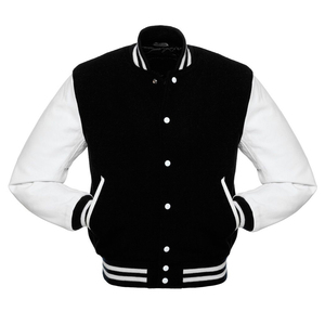 New Custom Leather Sleeves Zipper Closure Varsity Jackets Adult Size Wholesale Streetwear <b>Men</b> Outdoor <b>Men's</b> <b>Navy</b> Blue Varsity - Product Image 5
