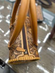 Bolso Speedy de Cuero Genuino Hecho a Mano con Cierre de Cremallera, Bolso de Mano de Lujo con Estampado Animal Estilo Boho Occidental - Product Image 3