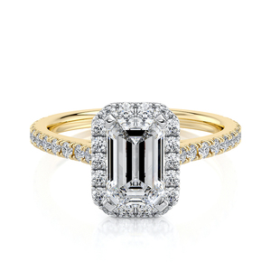 10K Yellow Gold IGI Certified <b>Cushion</b> Cut Lab Grown Diamond Halo Luxury Engagement Ring 1.5 CT Rhodium Plated Pav Band Wedding - Product Image 4