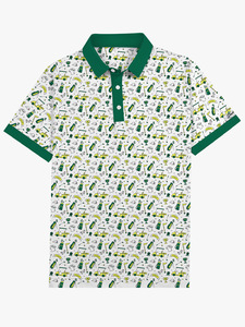 Polo à manches courtes pour homme, imprimé popsicle rouge, blanc et bleu, bleu clair, décontracté, respirant, en polyester tissé - Product Image 2