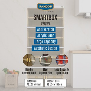 Smartbox 8-Layer Standing <b>Storage</b> Cabinet with Acrylic Door and Chrome Gold Handle for <b>Kitchen</b> Organization - Product Image 1