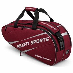 Sporttasche für Tennis- und Squashschläger, geräumige Reisetasche, personalisierbare Vereinsausrüstung mit Frontreißverschluss für Zubehör. - Product Image 1