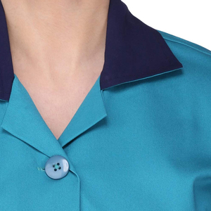 Women's Turquoise <b>Scrub</b> <b>Set</b> With Navy Trim Hospital Uniform Pants And Top For Medical Staff - Product Image 5