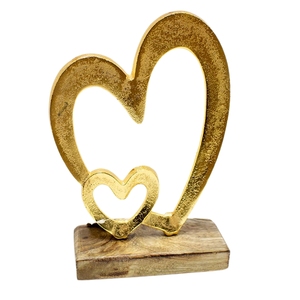 Décoration en forme de cœur plaquée argent avec bloc en bois et métal aluminium pour cadeaux, pour étagère ou table d'appoint - Product Image 5