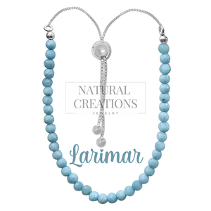 Pulsera Minimalista de Plata de Ley 925 con Cuentas y Piedras Naturales de Larimar para Uso Diario, Joyería Unisex - Product Image 4