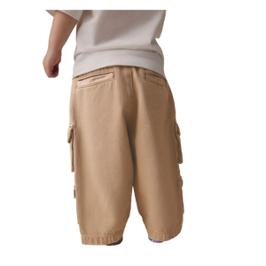 Pantalon Cargo Garçon en Toile Respirant 100% Coton Biologique Coupe Ample Taille Moyenne Couleur Unie Idéal Été - Product Image 2