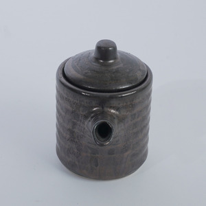 Pot à sauce soja en céramique taupe avec glaçure réactive, 200 ml, avec couvercle, design zen asiatique, pour restaurant, hôtel, service de sauces - Product Image 5