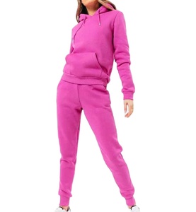 ชุดวอร์มผู้หญิงคุณภาพสูง ผ้าคอตตอนหนา 100% แห้งเร็ว ระบายอากาศได้ดี เสื้อฮู้ด กางเกงขายาว รับสกรีนโลโก้ ไซส์พลัส - Product Image 1