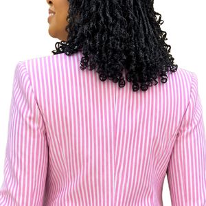 Blazer Rosa a Rayas para Mujer, Traje de Moda, Chaqueta de Manga Larga, Blazer Formal de Oficina, Ropa de Negocios Elegante, Ropa Exterior - Product Image 3