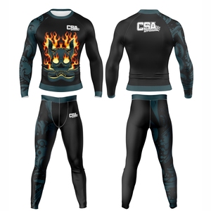 Ensemble de rashguard MMA respirant à impression numérique par transfert thermique pour homme, design sublimation, manches longues, vêtements de compression - Product Image 1