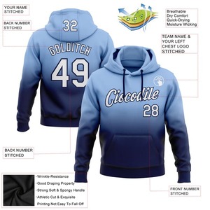 Sweat-shirt à capuche de sport personnalisé, bleu clair, blanc, marine, dégradé, sublimé, pour l'entraînement d'équipe - Product Image 2