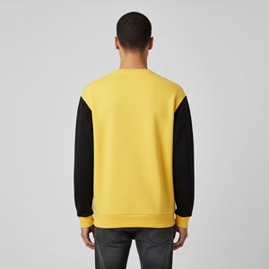 Sudadera de cuello redondo para hombre con paneles negros en las mangas y diseño de bolsillo frontal, 100% algodón, logotipo impreso, sudaderas casuales para hombre - Product Image 4