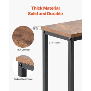 Set di 2 Tavoli Consolle Stretti con Struttura in Metallo, Tavolo Lungo a 1 Ripiano per Ingresso e Dietro il Divano con Prese di Corrente, Design 'Fr' - Product Image 4