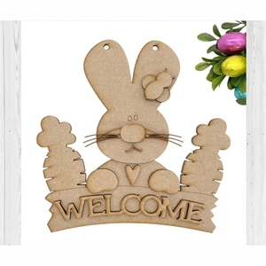 Decoración de Pascua al por Mayor, Figura de Conejo de Madera Pintada Estilo Rústico, Adorno Ecológico para Mesa de Fiesta - Product Image 4