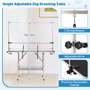 Tavolo da Toelettatura per Animali Domestici Pieghevole a Forma di H, Regolabile, Capacità 330 LBS, Silenzioso e Rimovibile, per Cani Piccoli e Grandi - Product Image 6