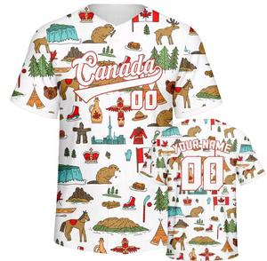 Camiseta de Béisbol Blanca con Hoja de Arce Roja, Nombre y Número Personalizados, Unisex, para Adultos, Poliéster Transpirable, Impresión Digital, Servicio OEM - Product Image 4