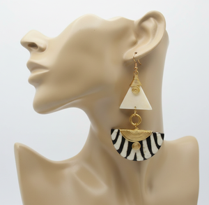 Handmade <b>Resin</b> & Brass <b>Earrings</b> – Wholesale African Boho Style Dangle Drop <b>Earrings</b> Gold Brass Wire Statement Tribal Jewelry - Product Image 1