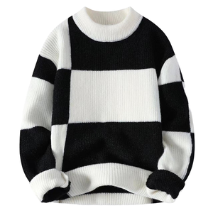 Pull tricoté matelassé chaud et décontracté pour homme, style hiver, anti-boulochage, avec logo frontal, col rond, tendance - Product Image 6