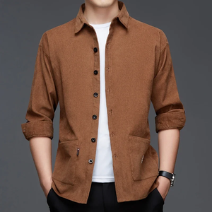 New Men Casual and Fashionable Long Sleeved Workwear <b>Shirt</b> Solid Color Comfortable and Breathable Versatile Top for All Seasons - Product Image 2