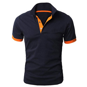 Polo en coton à manches courtes pour homme, 100 % polyester, orange, couleur unie, décontracté, tricoté, respirant, personnalisable en gros - Product Image 2