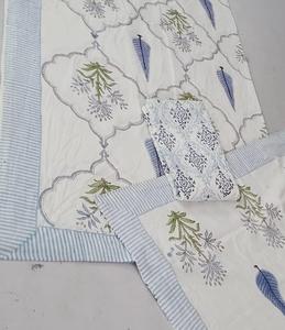 Hand Block Print Cotton Bedsheet with Pillow Covers |Botanical Print Bedding| Indian Handmade Bedspread | Soft Cotton Bed Sheet. - Product Image 1