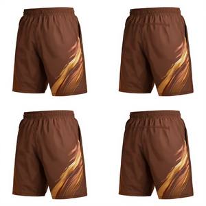 Pantalones Cortos Deportivos Premium para Hombre, Color Marrón, de Nailon, con Estampado Moderno y Abstracto, Ligeros, de Secado Rápido y Alto Rendimiento - Product Image 2