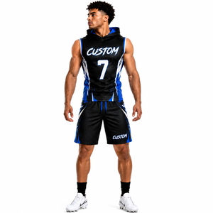Custom 7v7 Football Uniform Sleeveless Hooded Jersey Shorts | Heat-Transfer Printed Breathable Flag Football Team Wear | - Product Image 2
