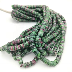<b>Ruby</b> Zoisite Faceted Tyre Shape Heishi Beads For Jewelry Making 6-6.50mm Wheel Cut Gemstone Wholesale Strands Supplier 16 Inches - Product Image 5