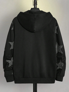 Custom crystal rhinestone hoodie unisex <b>thick</b> <b>fleece</b> pullover stylish winter design perfect for wholesale business - Product Image 4