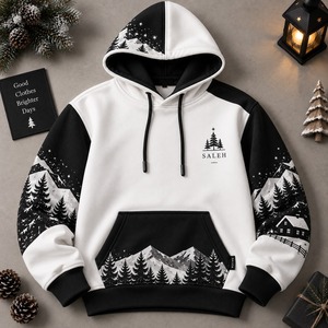Sweat-shirts à capuche personnalisés brodés d'inspiration noëlienne, pull d'hiver en molleton 100% coton, unisexe, respirant, service OEM - Product Image 5