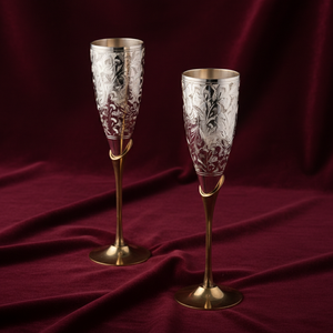 Messing Champagnergläser Set von 2 Handgefertigte Metall-Champagnerkelche Vintage Dekorative Trinkgläser Hochzeits-Tischgeschirr Hausbar Restaurant - Product Image 3