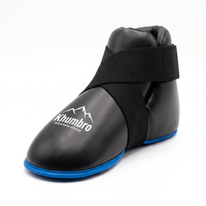 Khumbro Breathable <b>Lace</b>-Up Boxing Shoes Black Leather Elastic Band Shock Resistant <b>Blue</b> Sole Men Women Karate Wrestling Shoes - Product Image 4