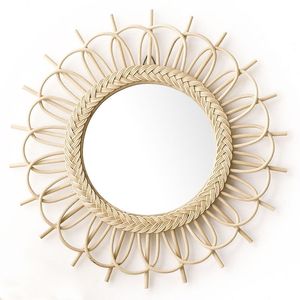 Cute Sunburst Style <b>Hanging</b> <b>Mirror</b> Rattan Kids Nursery Room Decor Natural Handmade Wicker Wall Art <b>Mirror</b> Rattan Decor - Product Image 3