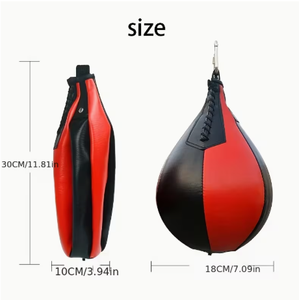 Balón de velocidad de PU rojo y negro de 30 cm de altura, equipo de entrenamiento duradero para práctica de boxeo - Product Image 1
