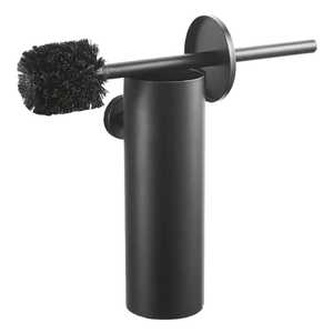 Wall Mounted Matte <b>Black</b> Stainless Steel Toilet Brush Holder <b>Set</b> Modern Durable <b>Bathroom</b> Cleaning Tool for Hotel and Home - Product Image 1