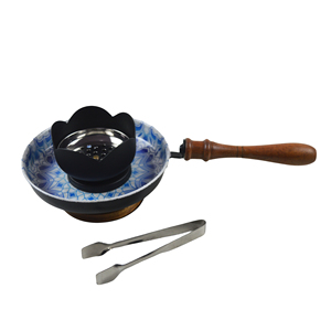 Quemador de Bakhoor de Acero Metálico Impreso con Mango de Madera, Patrón Azul, Soporte para Incienso Árabe y Carbón, Fragancia para el Hogar, Tendencia en Quemadores - Product Image 6