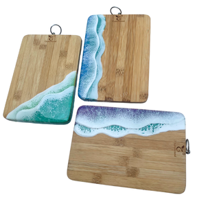 Planches à découper en bambou Thirstwood avec design en résine à motif de vague océanique, finition mate, écologiques, style moderne pour la cuisine - Product Image 3