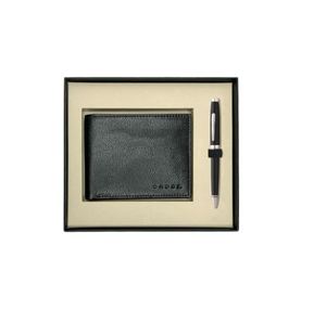Ensemble cadeau stylo à bille en laque noire Cross Coventry et portefeuille en cuir pour unisexe – Combo cadeau haut de gamme, idéal pour les entreprises et les particuliers - Product Image 1