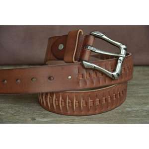 Accessoires pour hommes Ceintures en cuir véritable Ceinture tendance avec boucle en acier inoxydable Artisanat Ceintures personnalisées avec impression de logo - Product Image 3