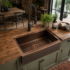 Fregadero de cocina de cobre antiguo hecho a mano, de un solo tazón, para granja, fregadero de preparación de cobre para bar, fregadero bajo encimera de cobre hecho a mano para hoteles - Product Image 5