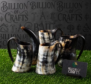 Mug rustique artisanal en corne de buffle, naturel, avec poignée, grande capacité pour bière, vin, camping, fête - Product Image 5