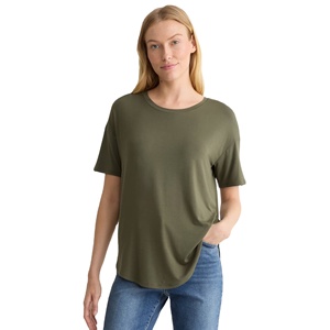 Olive Color Summer Season Plus Size Premium Women's T-Shirts Latest Design Solid Color O-Neck Slim Fit Casual 100% Cotton - Product Image 2