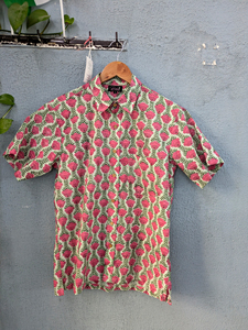 เสื้อเชิ้ตแขนสั้นลายดอกไม้ผ้าฝ้ายสำหรับผู้ชาย คอปกแบบพับได้ สไตล์ฤดูร้อน ระบายอากาศได้ดี ผ้าป๊อปลินทอ - Product Image 3