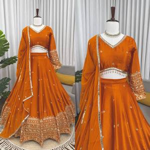 Divyam Creation Embroidered Net Lotus Handwork Fully Stitched Premium Spandex Traditional Lehenga Set Elegant Long <b>Jacket</b> - Product Image 3