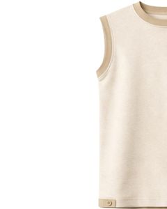 Manufacturer Men Beige Sleeveless Tank Top And Shorts <b>Set</b> Casual Summer Cotton Outfit Contrast Trim Drawstring Two Piece <b>Set</b> - Product Image 3