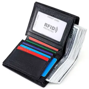 Men's Genuine Leather Wallets and Purses Vintage Style Wholesale Factory Price With Custom Logo and RFID Promotional Function. - Product Image 5