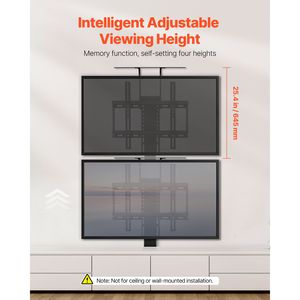 Carrello Motorizzato per TV con Carico Massimo di 60 kg, Supporto Regolabile Verticale, Telecomando Elettrico - Product Image 2