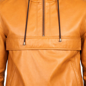 Unisex Tan Genuine Leather Waterproof Breathable Eco-Friendly Windproof Bomber Jacket Casual Streetwear <b>Pullover</b> Style Winter - Product Image 2