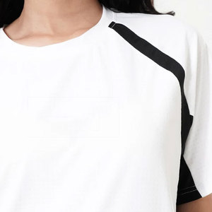 <b>Women's</b> Seamless Yoga Stretchable Panel Design <b>Top</b> Longline Slim Fit T-Shirt Drop Shoulder Fitness Gym Wear 100% Polyester Quick - Product Image 4